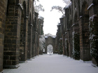 Kirchenruine im Winter, Blick nach Osten, Dezember 2005, Foto: Karl-Georg Opper